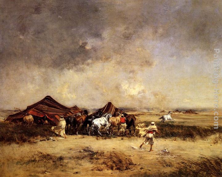 Arab Encampment painting - Victor Pierre Huguet Arab Encampment art painting